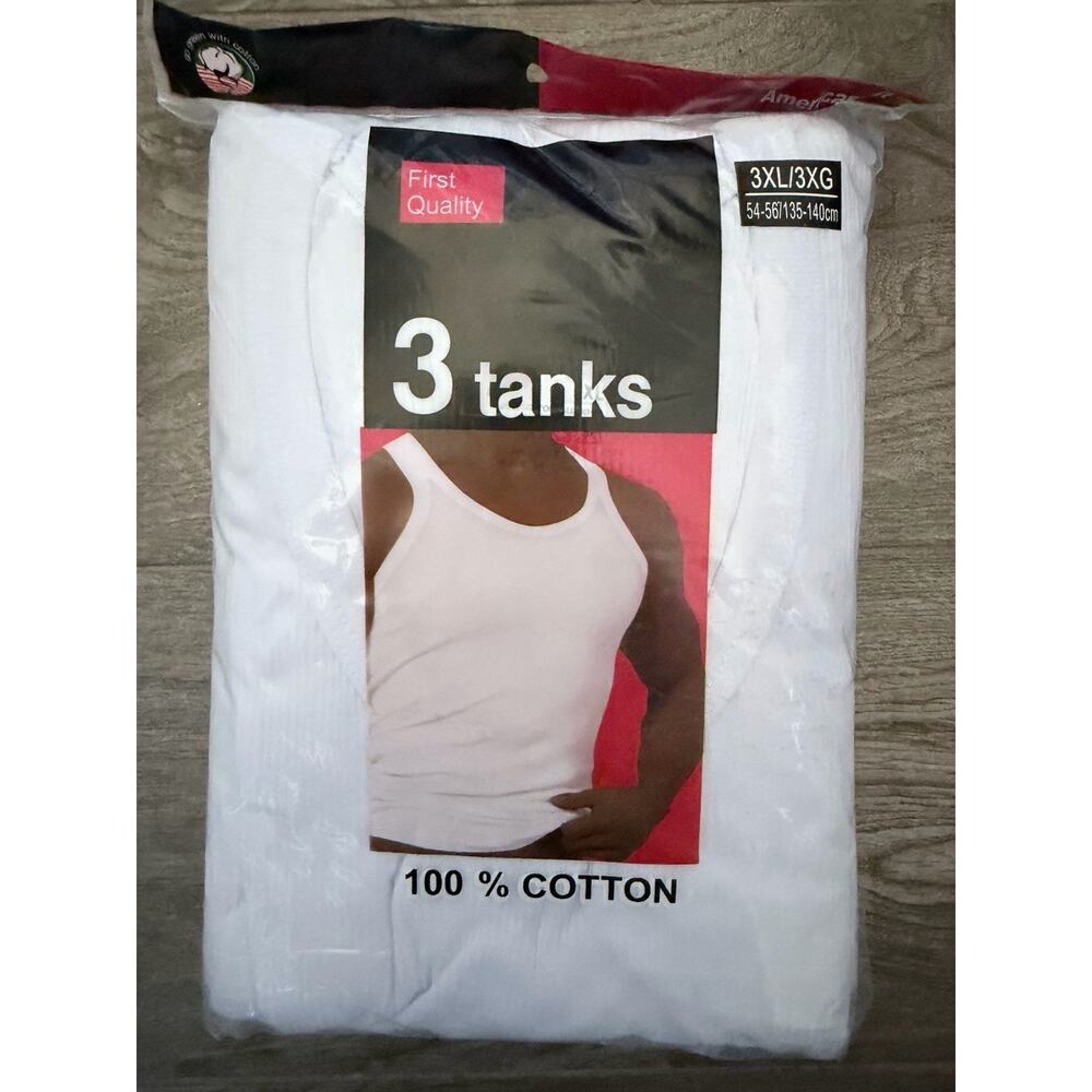 Hanes All Cotton Tank Tops 3 Pack In 3XL White New In Package.